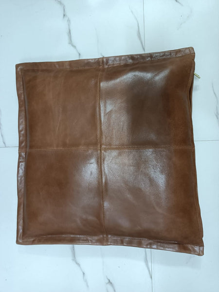 Antique Brown Distressed Square Leather Pillow Cover - Noora International