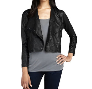 Noora women's black studded leather jacket ST0252