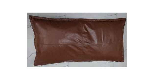 Brick Tan Lambskin Leather Rectangle Pillow Cover - Noora International