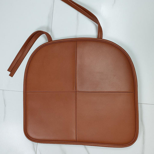 Brown Round-Edge Leather Chair Pad - Noora International