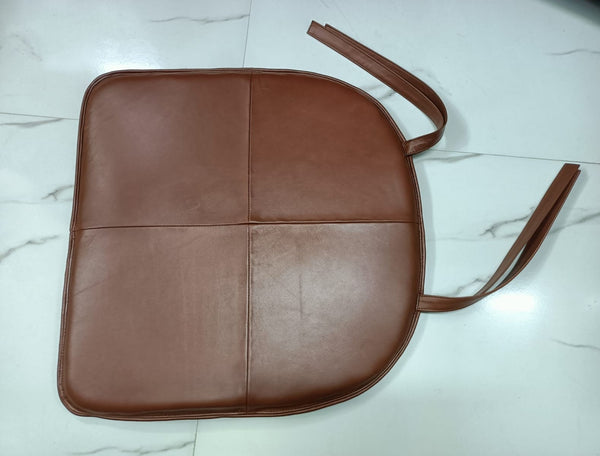 Brown Round-Edge Leather Chair Pad - Noora International
