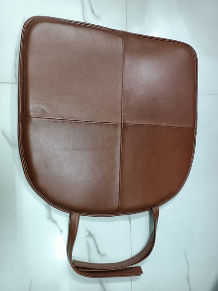 Brown Round-Edge Leather Chair Pad - Noora International