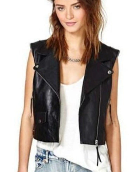 Noora New Womens Lambskin Black Leather Jacket With Zipper, Designer Biker Vest Coat YK0213 — standardized leather jacket hero
