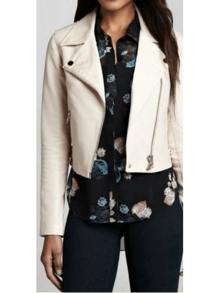 NOORA Womens Lambskin Beige Leather Cropped Jacket With Zipper &  Pocket | Zip On Sleeves | ST058 — standardized studio hero
