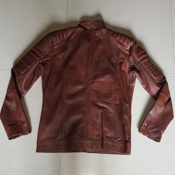 Noora Mens Lambskin  ANTIQUE BROWN Quilted Biker Jacket| Motorcycle Distressed Biker Leather SU0256