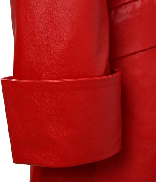 NOORA Men's STEAMPUNK Gothic Victorian Tailcoat Costum RED Genuine Leather Coat Party OverCoat,Long Coat,Classic Young Boy's Dress-SJ507