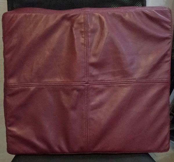Lambskin Burgundy Leather Bench Floor Cushion Cover Upholstery Seat