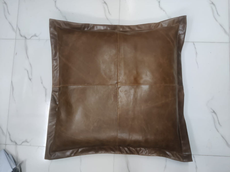 Plain Square Soft Antique Brown Leather Pillow Cover Living Decor Home Decor – view 2