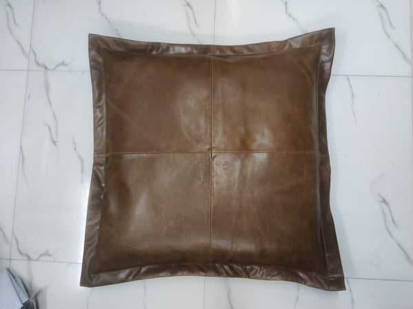 Plain Square Soft Antique Brown Leather Pillow Cover Living Decor Home Decor