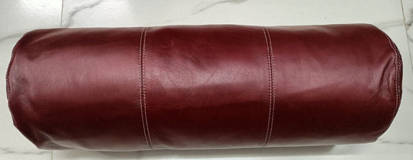 Burgundy Leather Bolster Cover Yoga Neck Roll Cushion Case – view 2