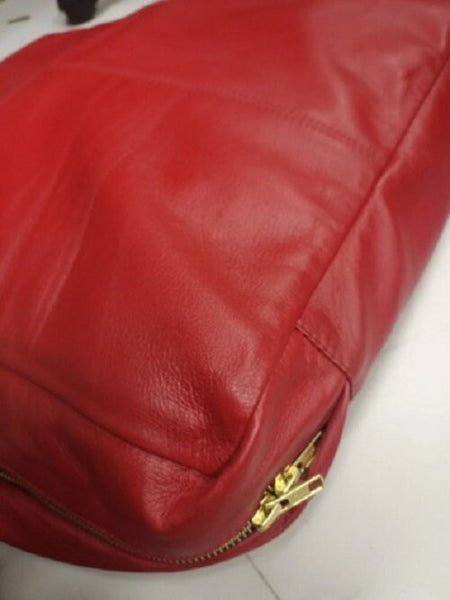 Red Lambskin Leather Bench Floor Cushion Cover