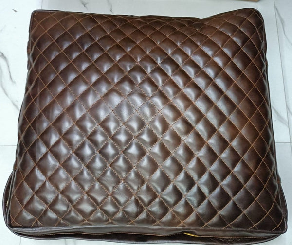Antique Brown Leather Seat Cover Upholstery Stool Cushion Cover
