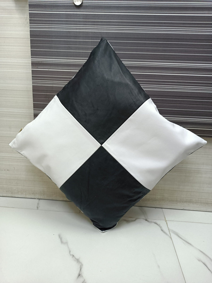 Real Lambskin Leather Pillow Cushion Cover Patchwork Decorative Throw Case – view 2
