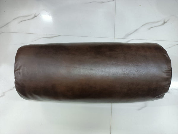 Antique Brown Lambskin Leather Bolster Cushion Cover Yoga Neck Roll Case