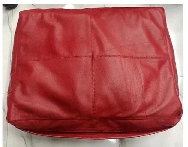 Red Lambskin Leather Bench Floor Cushion Cover