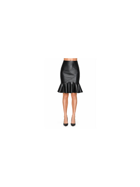 NOORA Women LAMBSKIN Leather Flared Slim Pencil Skirts High Waist Skirts A Line — belly-to-toes white-studio product hero