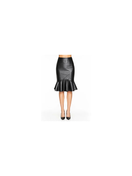 NOORA Women LAMBSKIN Leather Flared Slim Pencil Skirts High Waist Skirts A Line — belly-to-toes white-studio product hero