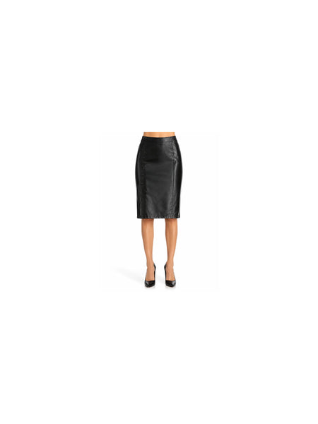 NOORA Womens Leather Stretch Pencil Skirt Knee Length Formal Package Hip Dress — belly-to-toes white-studio product hero