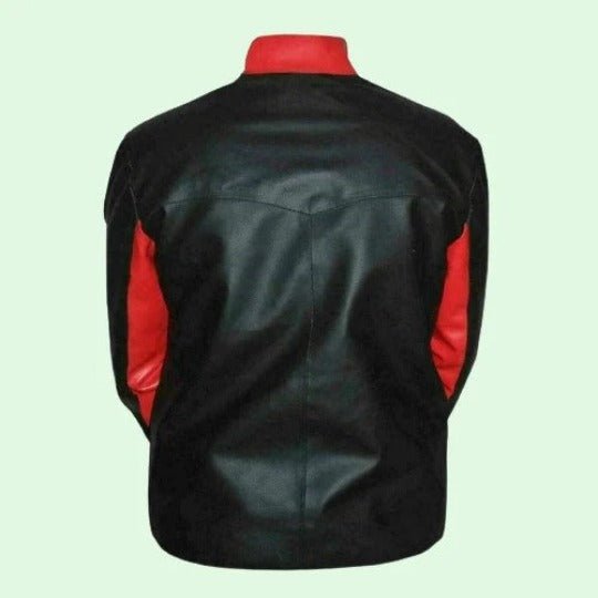 Noora BATMAN Black & Red Leather Jacket, Cosplay Bat Logo Motorcycle Jacket, Hollywood Movie Jacket - Noora International