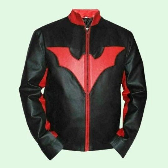 Noora BATMAN Black & Red Leather Jacket, Cosplay Bat Logo Motorcycle Jacket, Hollywood Movie Jacket - Noora International