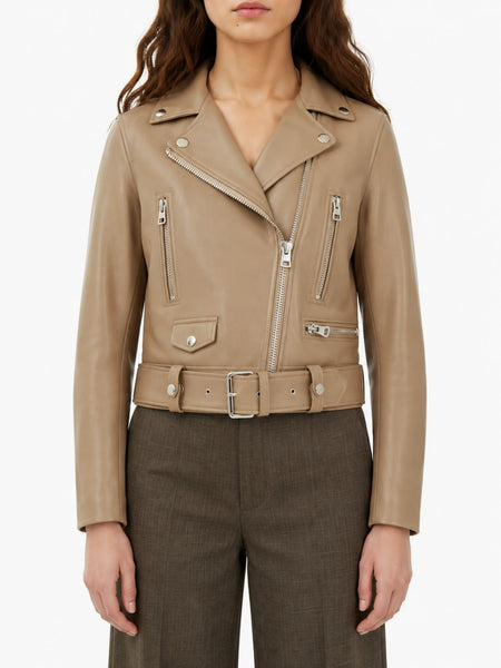 NOORA  Brand New Women's Beige  Lambskin Leather Short Jacket for Halloween RS245 - standardized hero