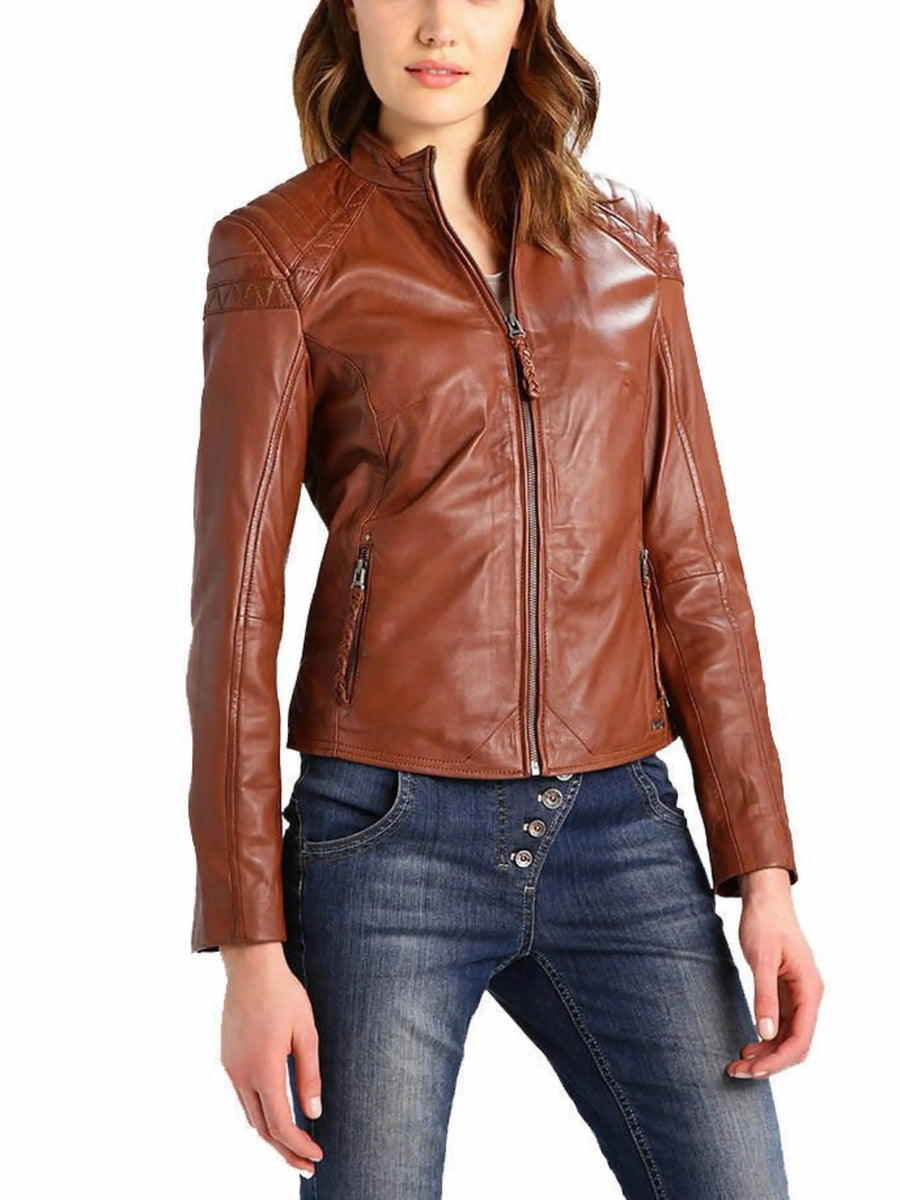 Women's Real Leather Lambskin Motorcycle Jacket Biker