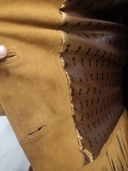 Noora Cowgirl Style Golden Tan Suede Leather Fringe Jacket for Women, Celebrity-Inspired Tassel Biker Midi Coat, Chic & Trendy Western Outerwear - Noora International