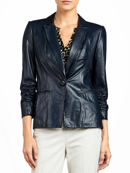 NOORA HOT! Women's Genuine Lambskin Leather Blazer Jacket Slim fit Coat WA170 - standardized hero