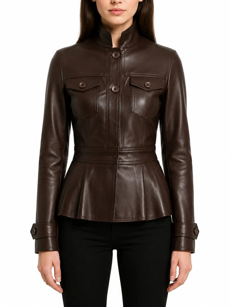 NOORA Ladies Leather Jacket Classic Biker Fashion Style 100% REAL LEATHER WA221