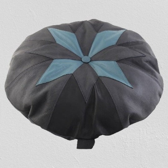 Noora LAMBSKIN Leather Grey ROUND Cushion Cover,Soft Round Pillow, Living & Home Decor, Throw Case Cover | - Noora International