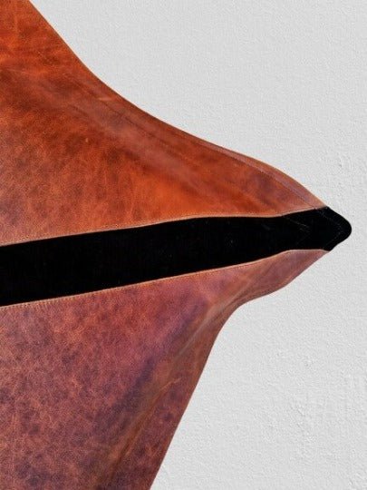 Noora Lambskin Leather SQUARE Antique Brown Pillow Cover|Black Stripe Decorative Throw Covers for House| RTS31 - Noora International