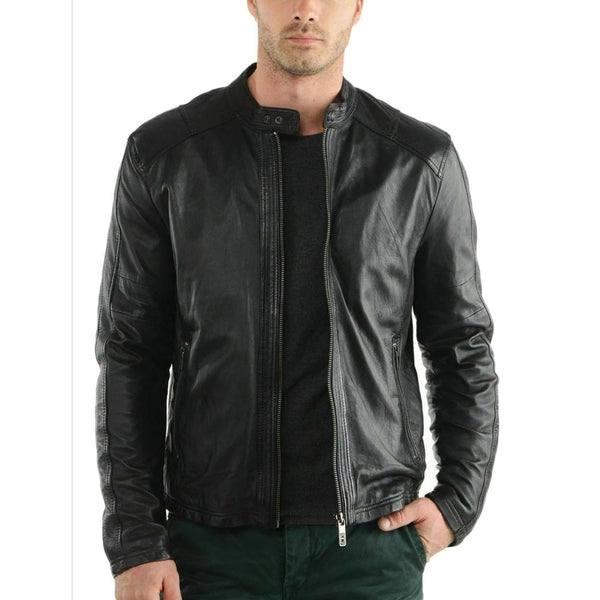 NOORA Men Fashion Style Real Leather Jackets Motorcycle Bomber Biker Black SP8 - Noora International
