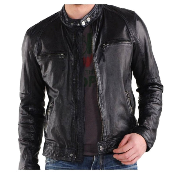 Noora Men's Genuine Sheepskin Leather Jacket | Autumn and Winter Fashion Warm Motorcycle Leather Jacket | Gift for him - Noora International