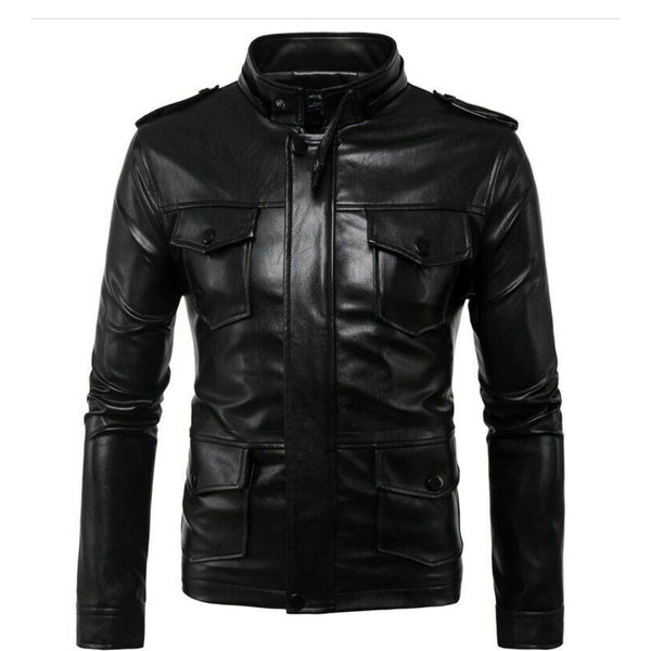 Noora Mens Hooded Leather Jacket Black Fitted Stylish Sports Real Black Color Leather Jacket WA530 - Noora International
