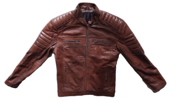 Noora Mens Lambskin ANTIQUE BROWN Quilted Biker Jacket| Motorcycle Distressed Biker Leather SU0256 - Noora International