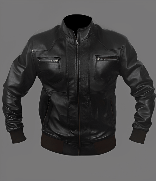 Noora Men's Lambskin Leather Black Bomber Jacket With Zipper & Pocket | Black Western style leather Jacket SU037 - Noora International