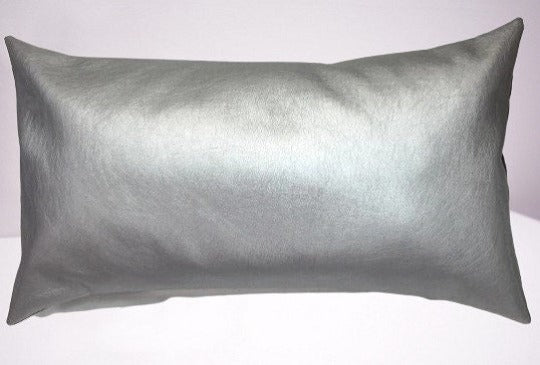 Noora METALLIC SILVER Cushion Cover| Lambskin Leather Pillow Cover Living Room Dining Decorative cover | RTS32 - Noora International