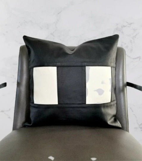 Noora Multi Colour BLACK & WHITE Lambskin Leather Pillow Cover| SQUARE Cushion Cover Case |Housewarming Pillow Cover - Noora International