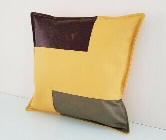Noora MULTICOLOR Lambskin Leather Cushion Cover| Throw Cover For Home & Living Decor | Housewarming Color Block Cover - Noora International