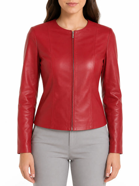 NOORA New Fashion Spring Women Sorft Real Lambskin Leather Jacket Casual Fit Coat & Jacket WA30 — standardized studio hero