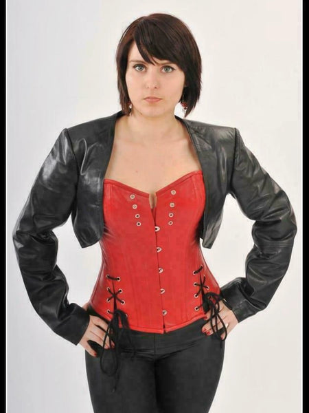 Noora New Womens Genuine Leather Jacket Shrug Cropped Jacket Black Modern QD206 — standardized leather jacket hero