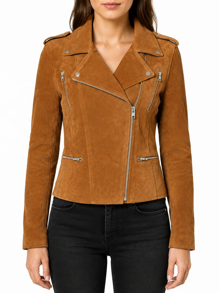 NOORA Women Fashion Coat Cow Lady Suede Leather  Western Jacket Fringes BS-107 — standardized hero