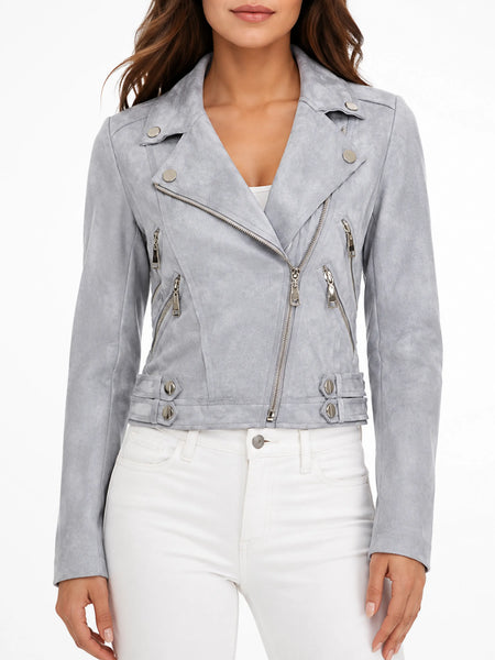 NOORA Women Ladies Leather Jacket Coats Zip Up Biker Flight Casual BS-103 — standardized hero
