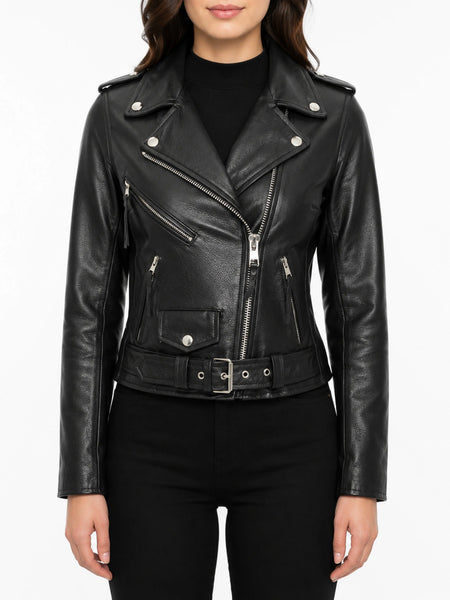 NOORA Women Ladies Leather Jacket Coats Zip Up Biker Flight Casual BS-105 — standardized hero