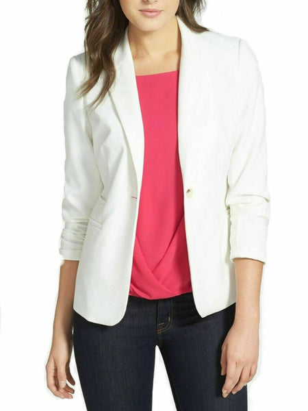 Noora WOMEN WHITE BLAZER COAT REAL LAMBSKIN LEATHER SLIM FIT JACKET COAT WA604 — standardized studio hero