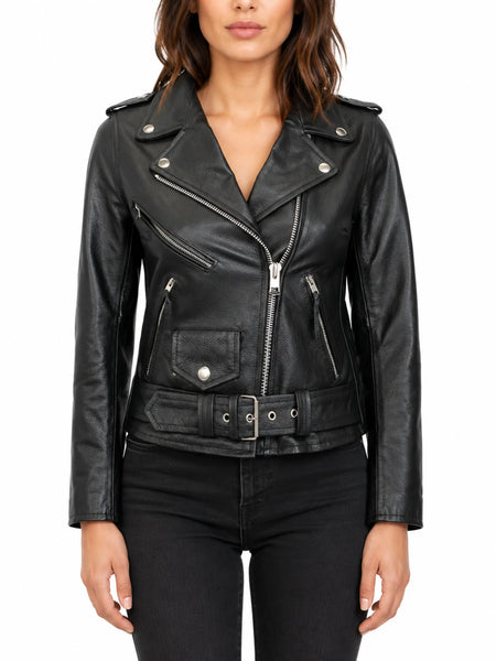 Noora Womens Ladies Real Soft Leather Racing Style Biker Jacket NEW L2 — standardized studio hero