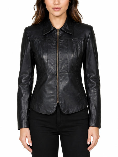 Noora Womens Ladies Real Soft Leather Racing Style Biker Jacket NEW L6 — standardized studio hero