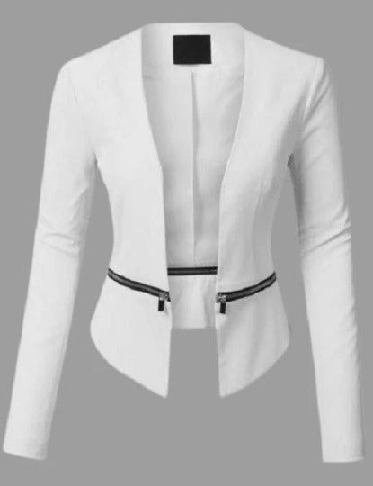 Noora Womens WHITE Real Lambskin LEATHER BLAZER | Graduation Prom Formal Suit | Wedding Wear Coat | RTS59 - Noora International