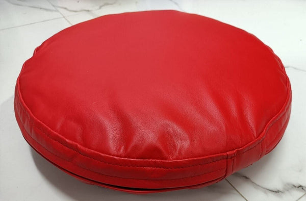 Red Round Sheepskin Leather Cushion Cover - Noora International