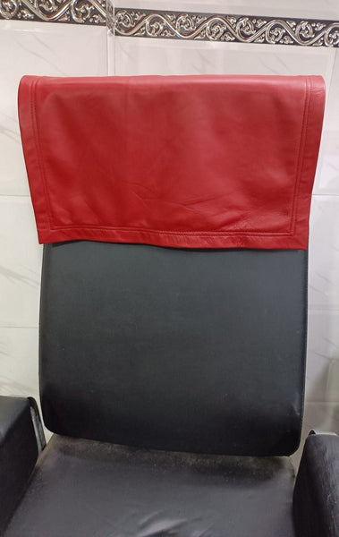 Tan/Red Lambskin Leather Recliner Headrest Cover - Noora International